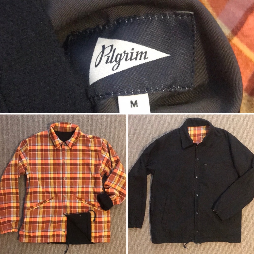 PILGRIM Reversible WOOL jacket BKLYN Navy & Plaid
